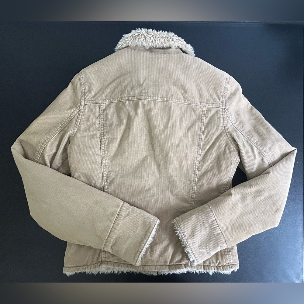 Y2K ABERCROMBIE & FITCH Shearling Corduroy Tan Jacket Size M FULL ZIP - Picture 12 of 12
